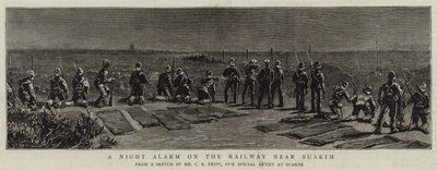 A Night Alarm on the Railway near Suakim by Charles Edwin Fripp